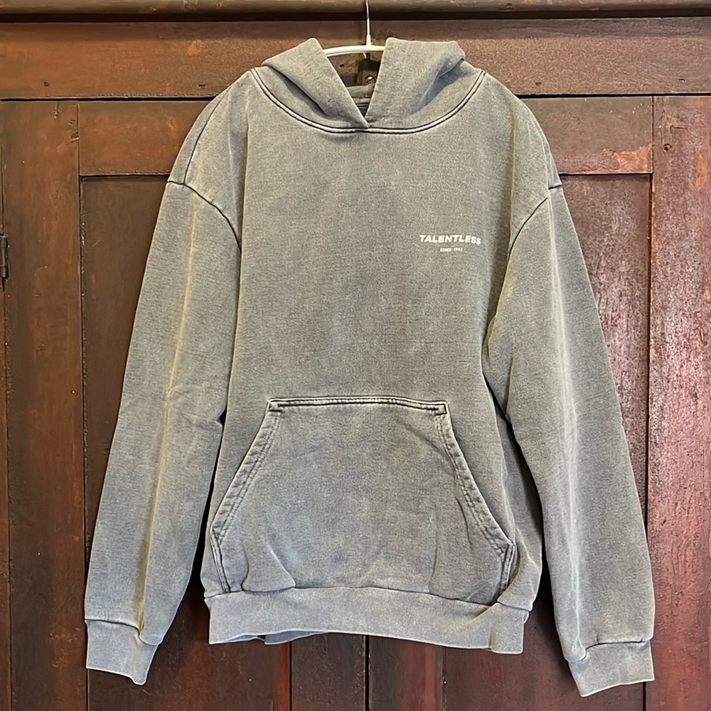 Talentless Women’s Premium Hoodie - Circle Logo Steel Grey Size Large